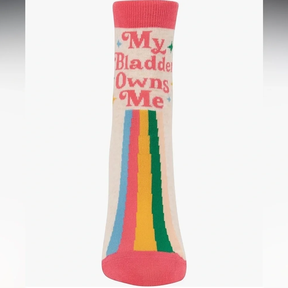 Blue Q My Bladder Owns Me Women's Novelty Ankle Socks Multicolor Rainbow Funny